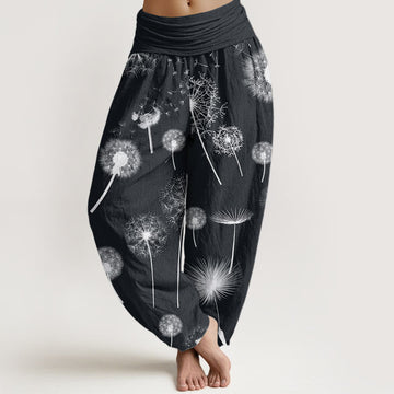 Breathable Cotton Dandelion Print Mindful Harem Pants