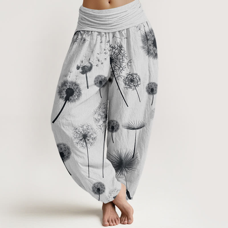 Breathable Cotton Dandelion Print Mindful Harem Pants