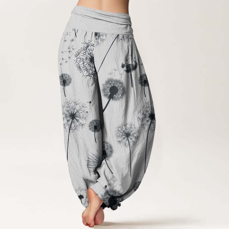 Breathable Cotton Dandelion Print Mindful Harem Pants