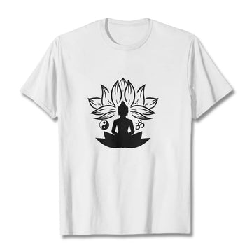 Soft Cotton Regular Fit Om Lotus Meditation T-Shirt