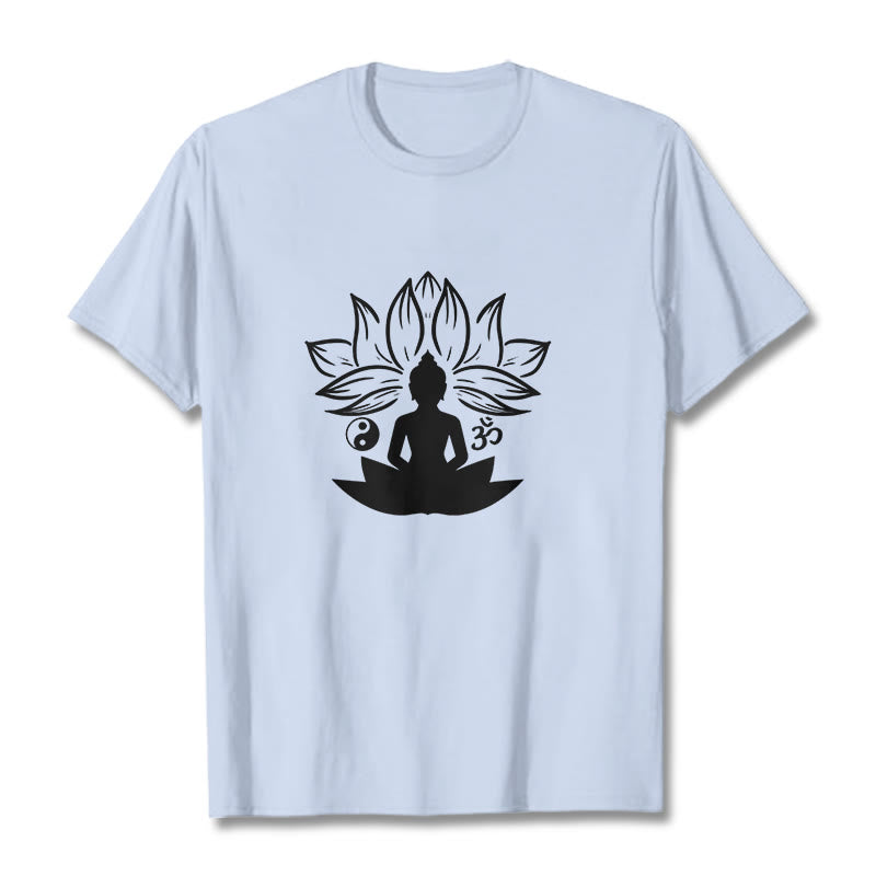 Soft Cotton Regular Fit Om Lotus Meditation T-Shirt