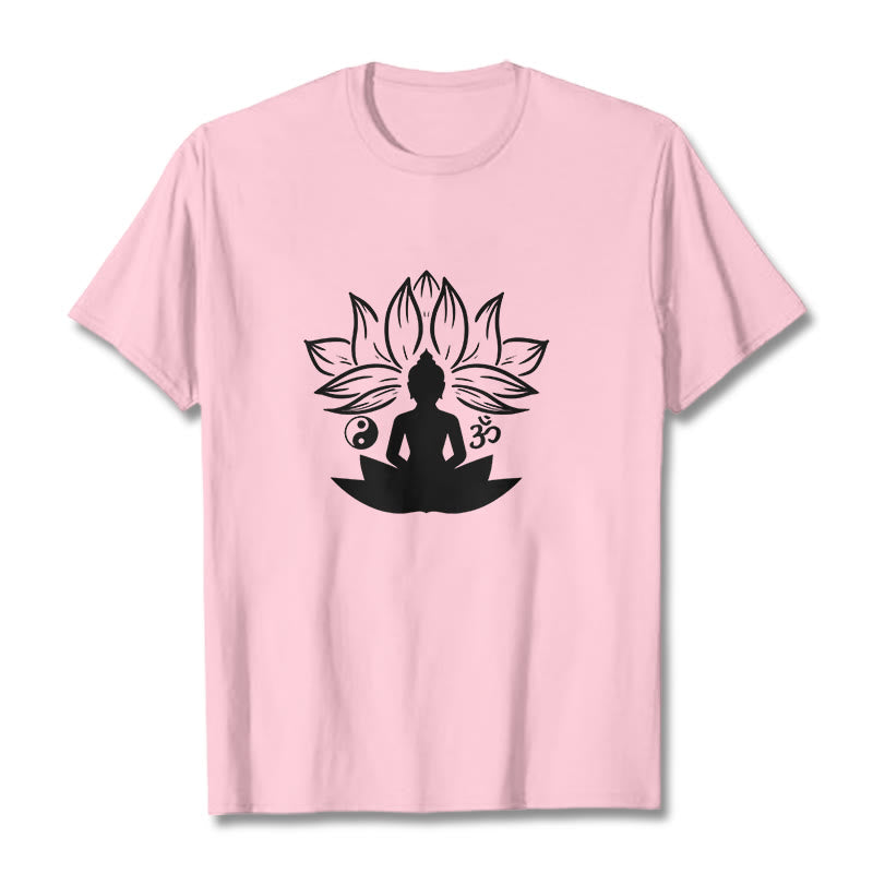 Soft Cotton Regular Fit Om Lotus Meditation T-Shirt