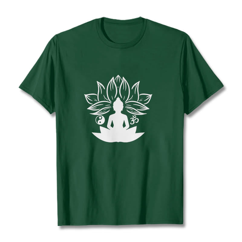 Soft Cotton Regular Fit Om Lotus Meditation T-Shirt
