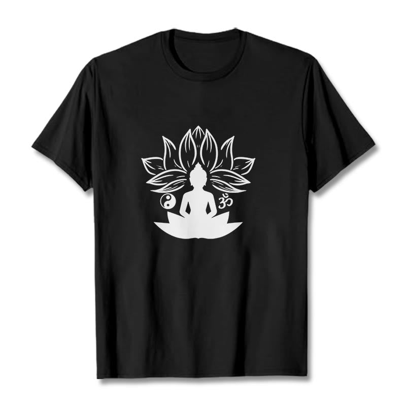 Soft Cotton Regular Fit Om Lotus Meditation T-Shirt