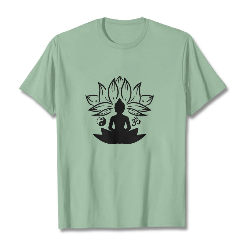 Soft Cotton Regular Fit Om Lotus Meditation T-Shirt