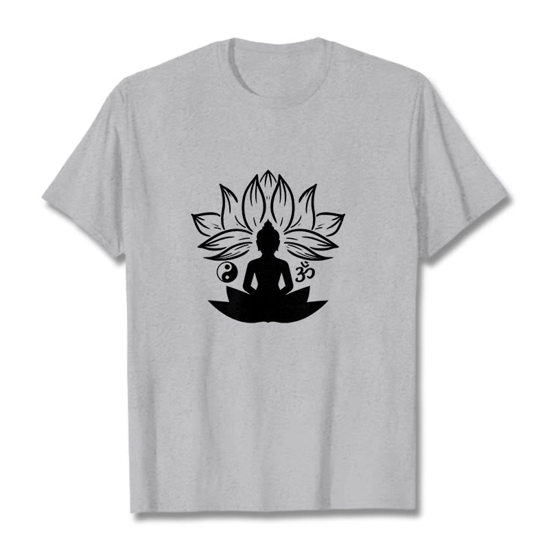 Soft Cotton Regular Fit Om Lotus Meditation T-Shirt