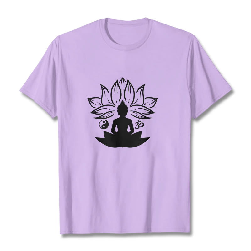 Soft Cotton Regular Fit Om Lotus Meditation T-Shirt