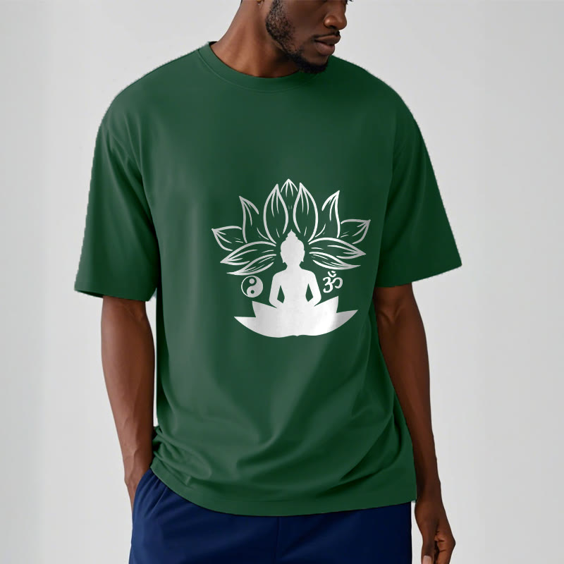 Soft Cotton Regular Fit Om Lotus Meditation T-Shirt