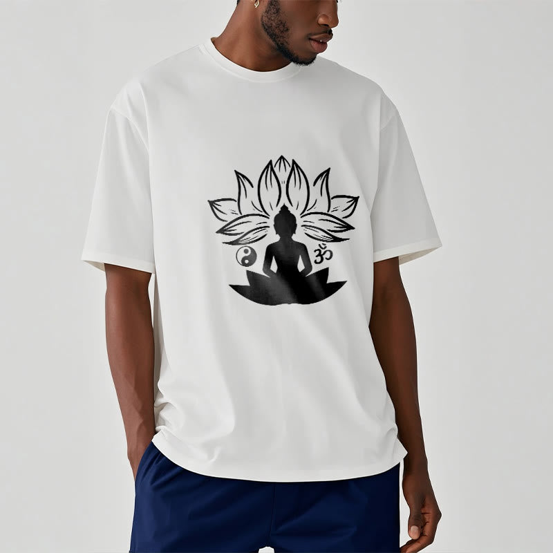 Soft Cotton Regular Fit Om Lotus Meditation T-Shirt