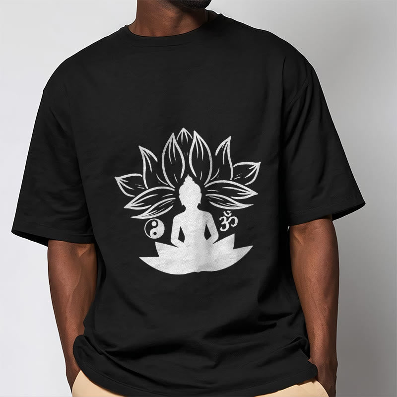 Soft Cotton Regular Fit Om Lotus Meditation T-Shirt