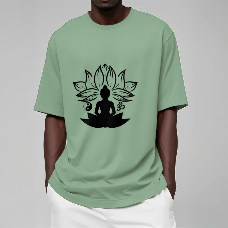 Soft Cotton Regular Fit Om Lotus Meditation T-Shirt