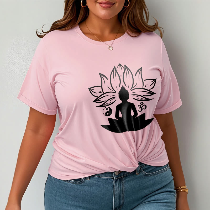 Soft Cotton Regular Fit Om Lotus Meditation T-Shirt