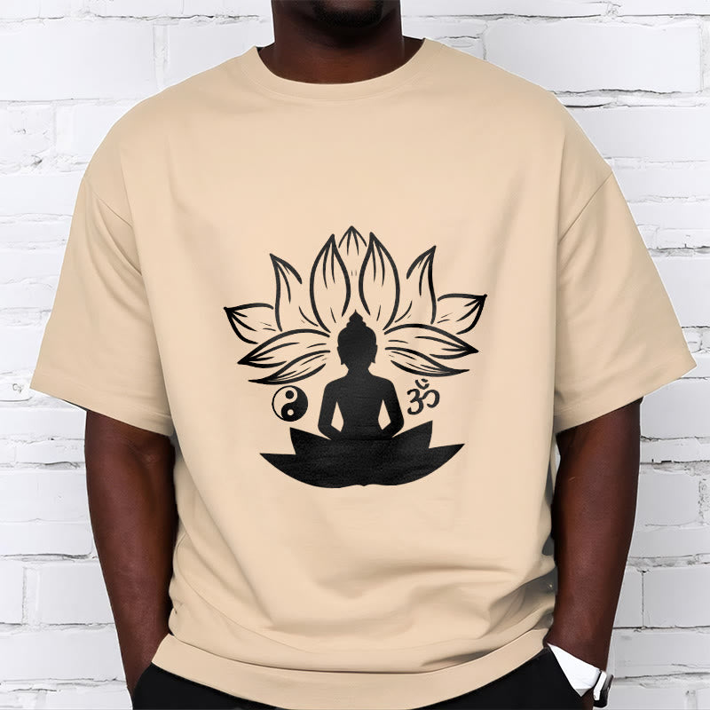 Soft Cotton Regular Fit Om Lotus Meditation T-Shirt