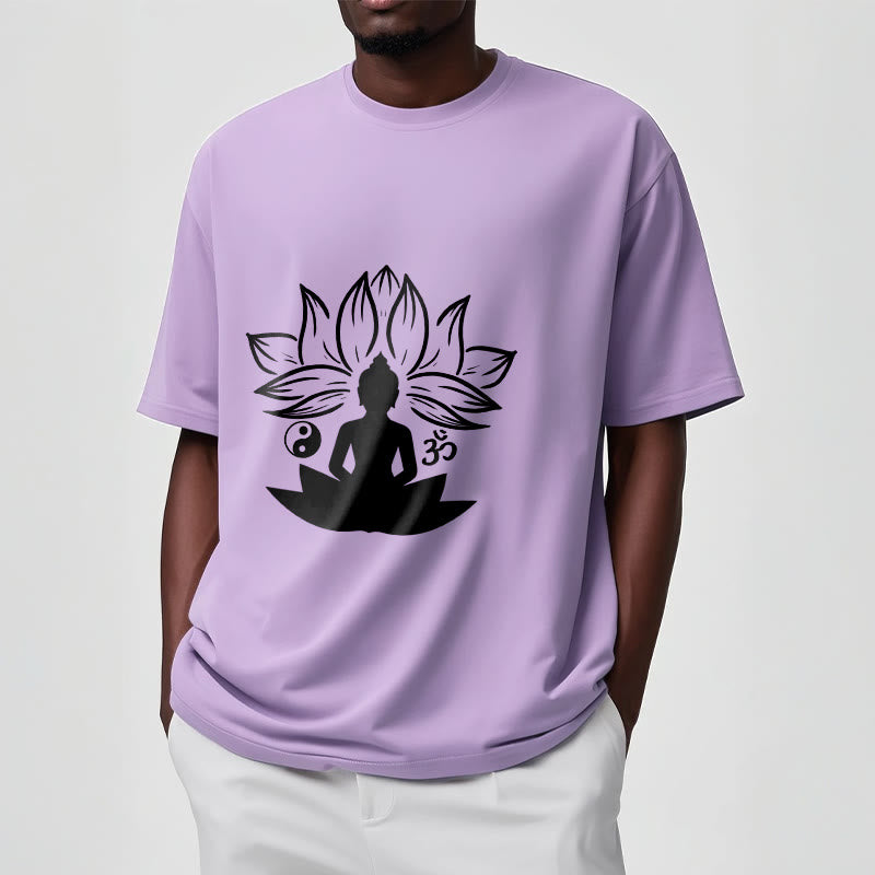 Soft Cotton Regular Fit Om Lotus Meditation T-Shirt