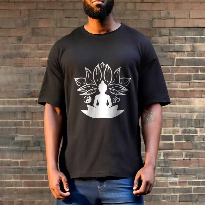 Soft Cotton Regular Fit Om Lotus Meditation T-Shirt