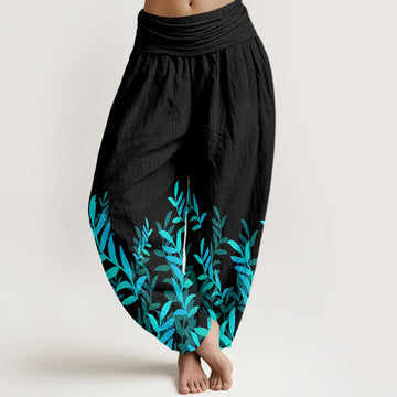 Tactile Cotton Botanical Print Meditation Harem Pants