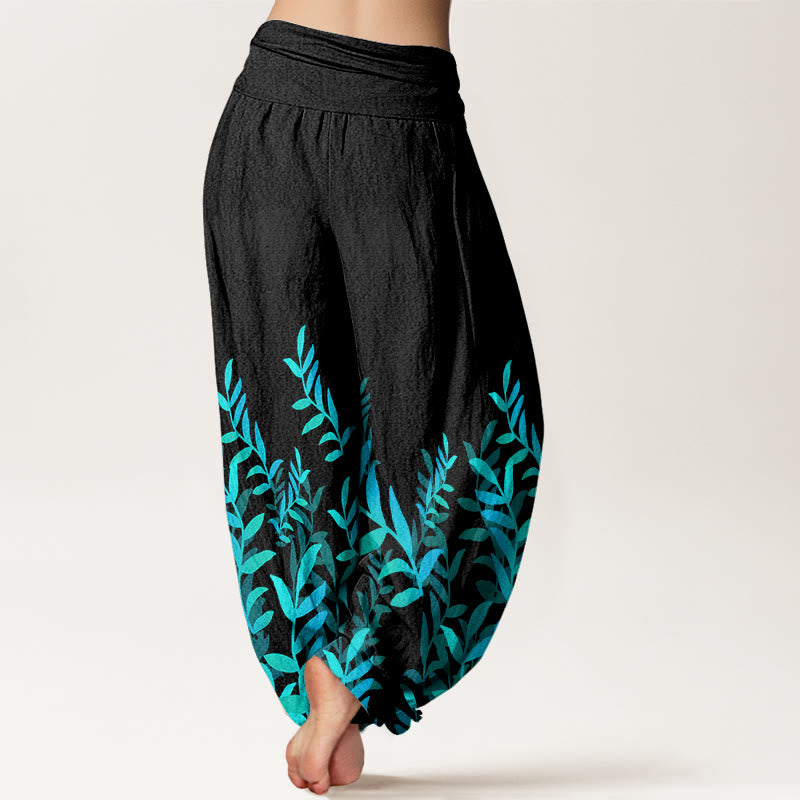 Tactile Cotton Botanical Print Meditation Harem Pants