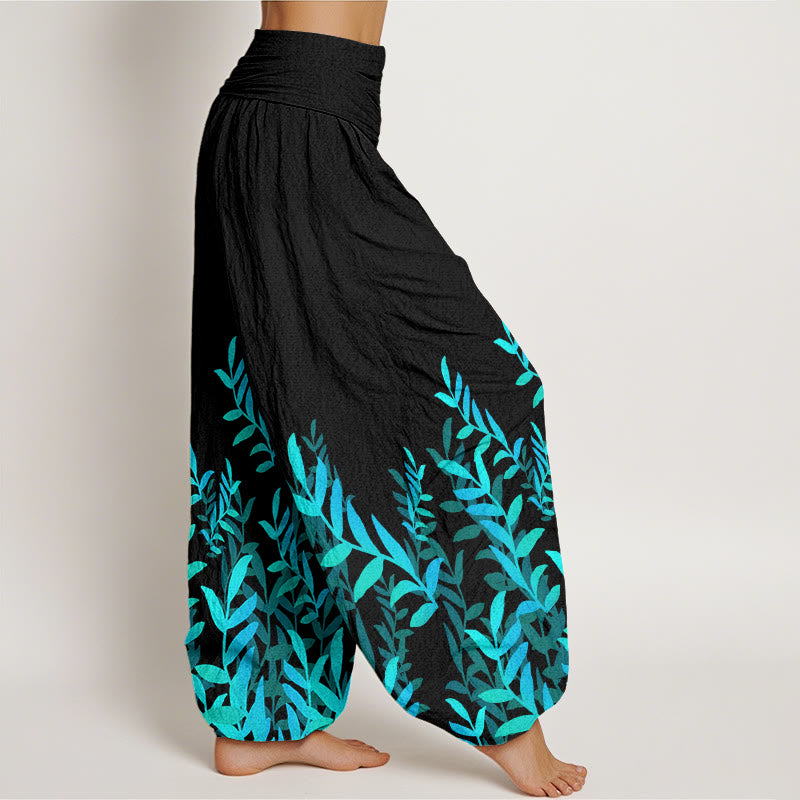 Tactile Cotton Botanical Print Meditation Harem Pants