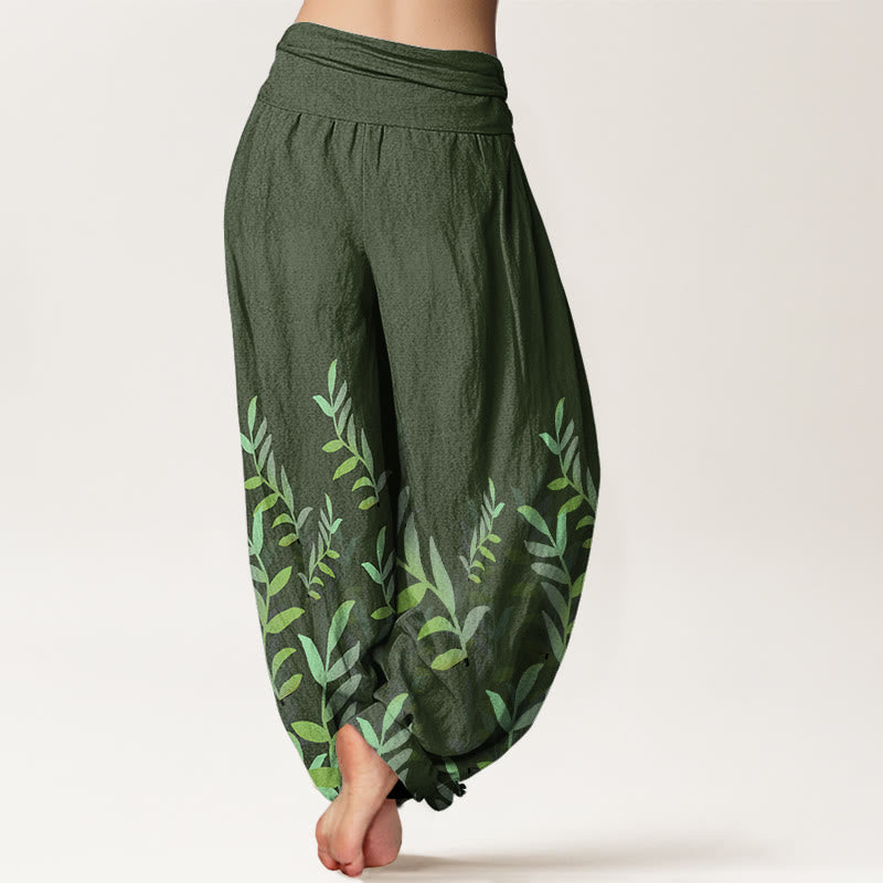 Tactile Cotton Botanical Print Meditation Harem Pants