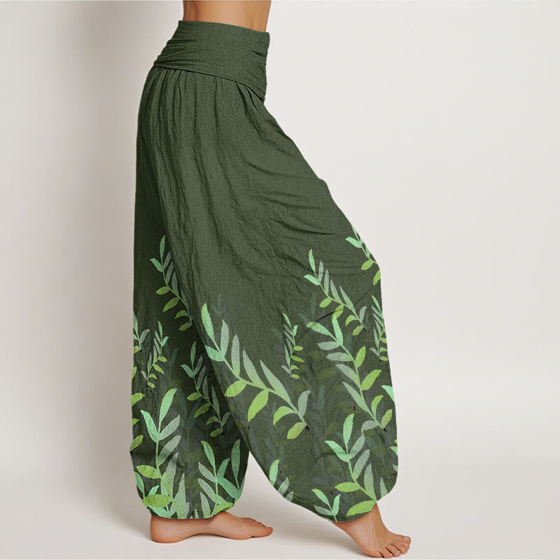 Tactile Cotton Botanical Print Meditation Harem Pants