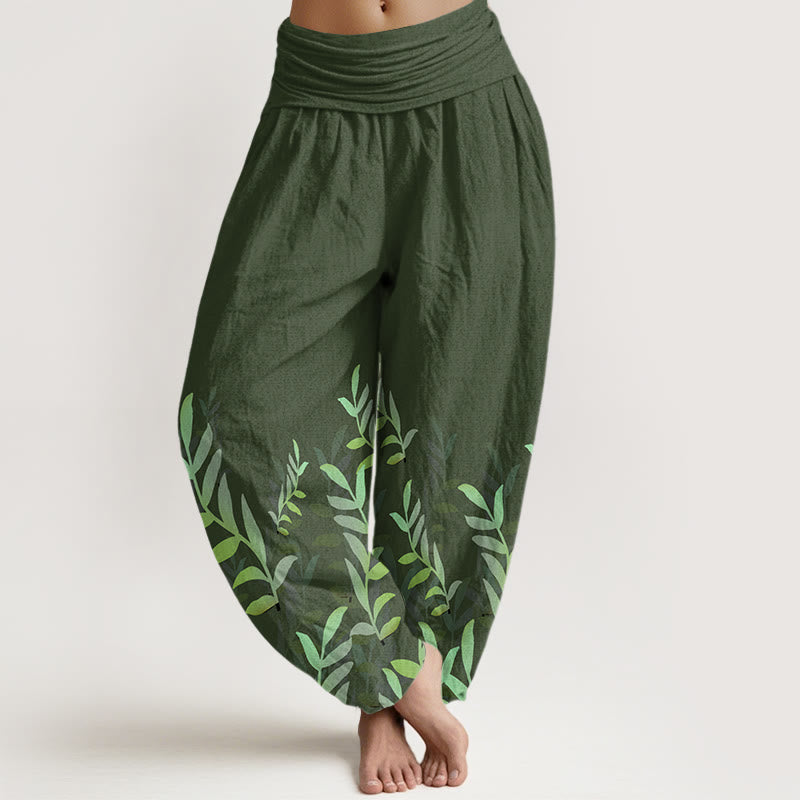 Tactile Cotton Botanical Print Meditation Harem Pants