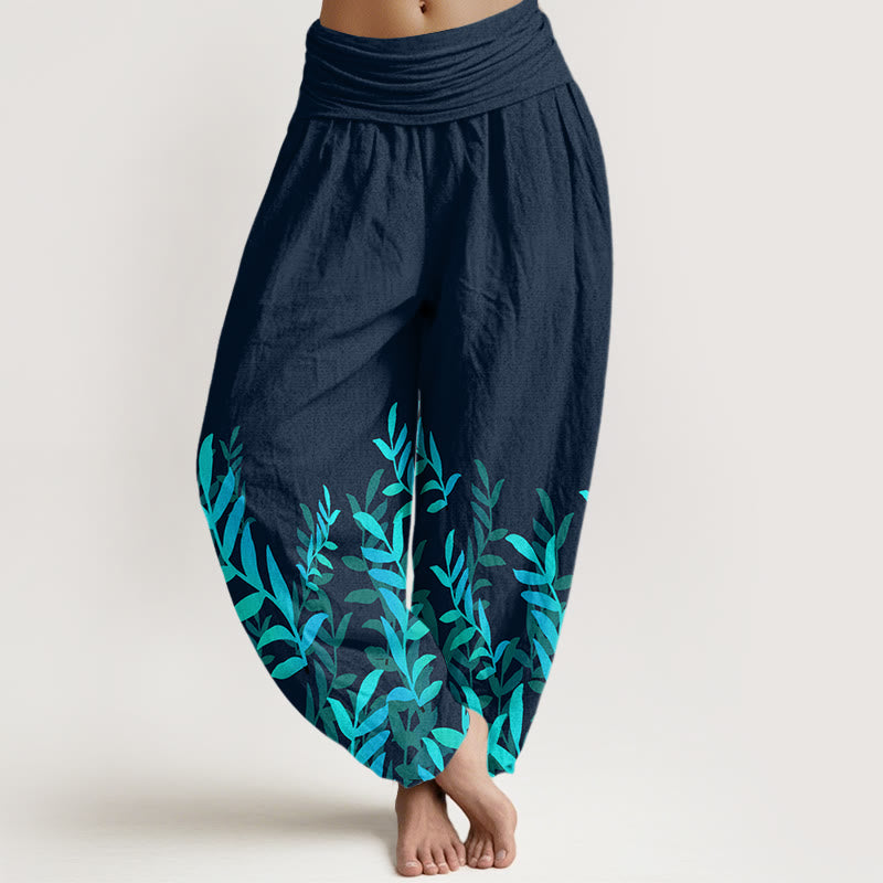 Tactile Cotton Botanical Print Meditation Harem Pants