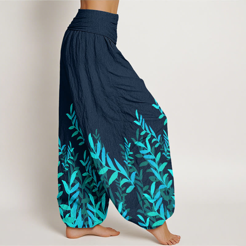 Tactile Cotton Botanical Print Meditation Harem Pants