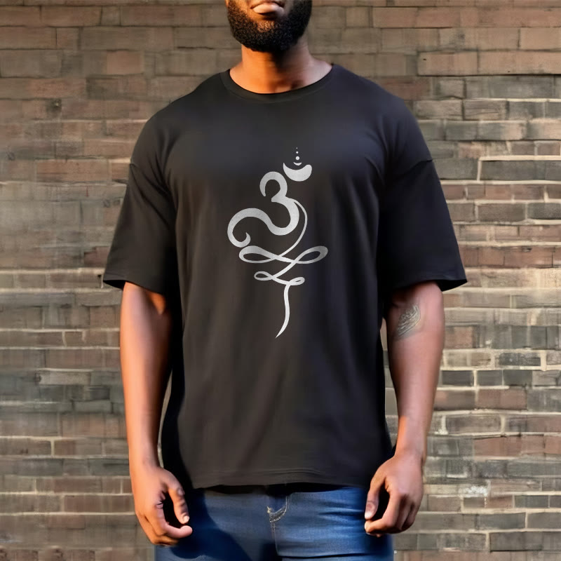 Soft Cotton Sanskrit Om Graphic Meditation Tee