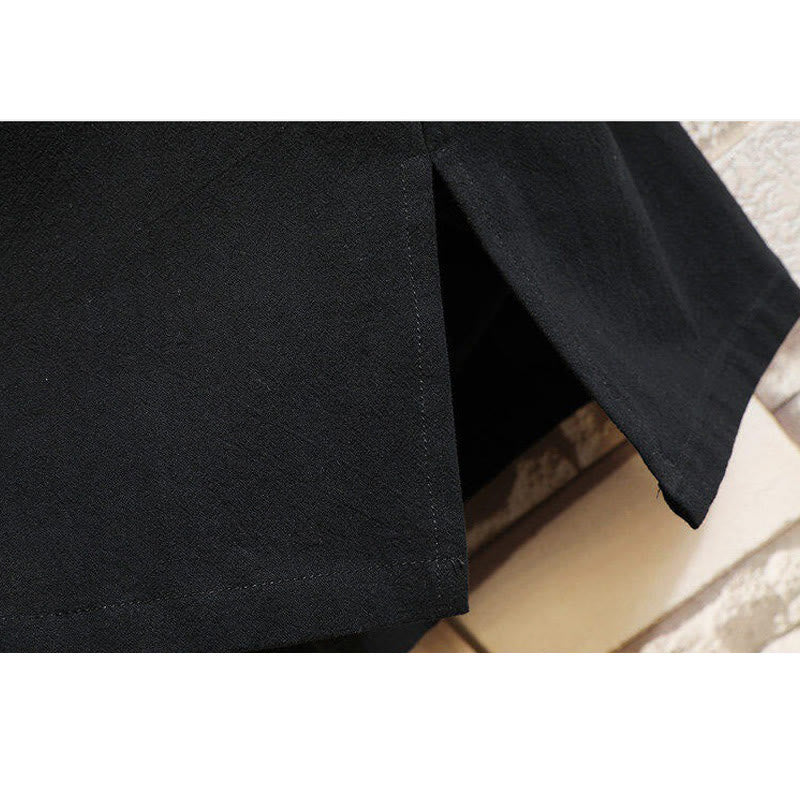 Cotton Linen Side-Lace Crane Meditation Shirt