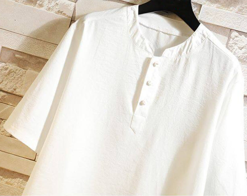 Vintage Casual Solid Color Men's Short Sleeve Shirt Jacket