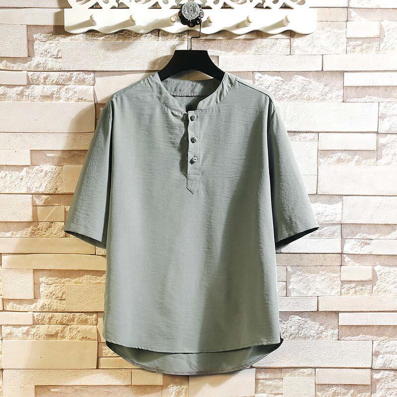 Vintage Casual Solid Color Men's Short Sleeve Shirt Jacket