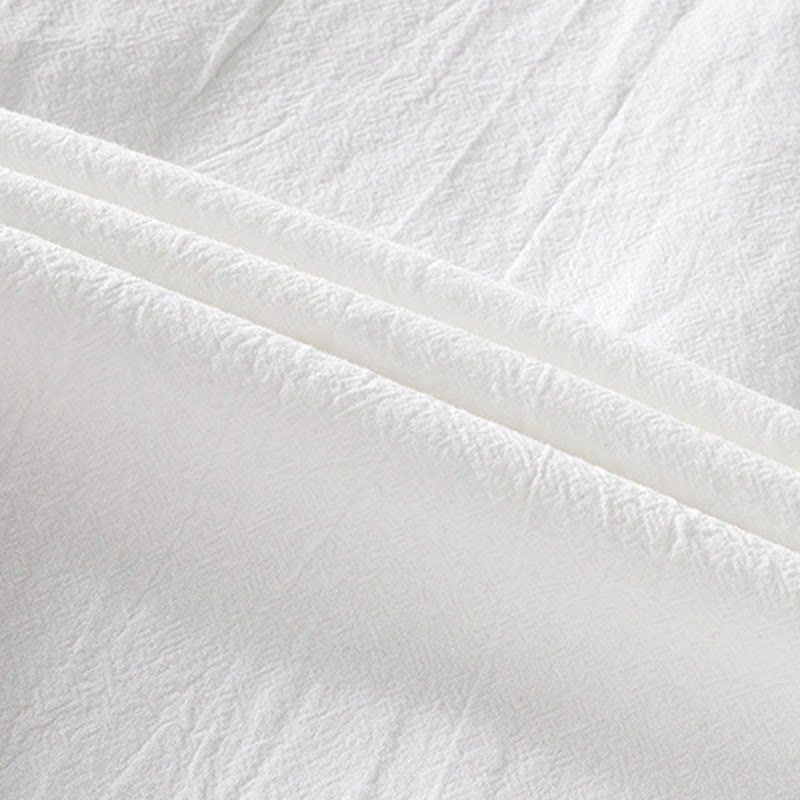 Vintage Casual Plain Single Breasted Three Quarter Sleeve Men's Cotton Linen Shirt With Pocket