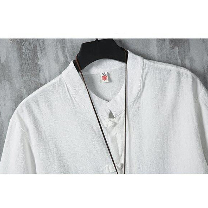 Cotton Linen Frog Button Meditation Shirt
