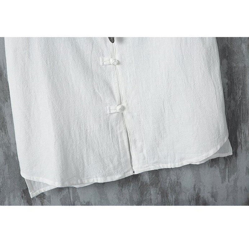Cotton Linen Frog Button Meditation Shirt