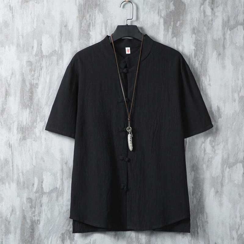 Cotton Linen Frog Button Meditation Shirt