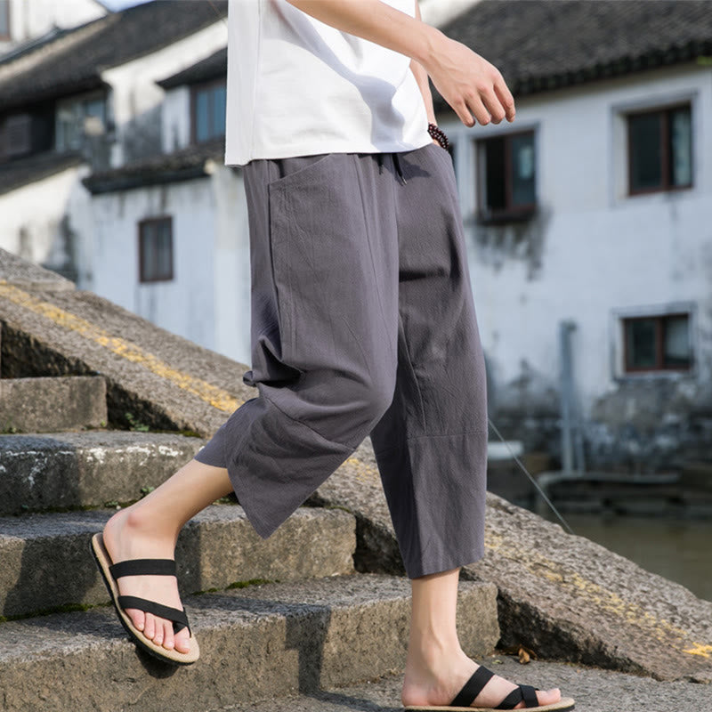 Cotton Linen Tapered Cropped Mindful Movement Pants