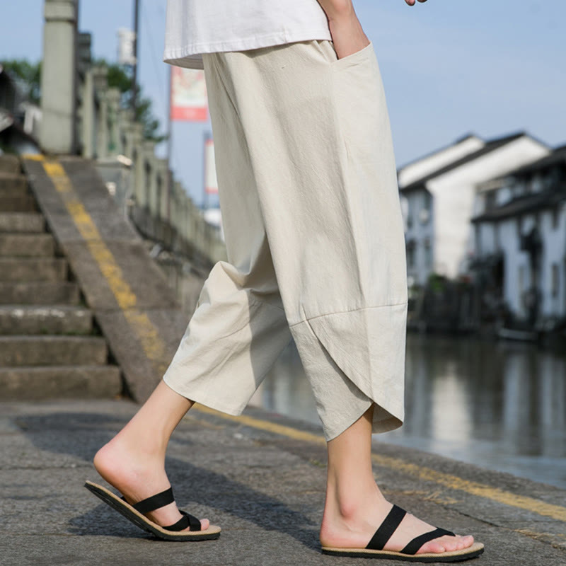 Cotton Linen Tapered Cropped Mindful Movement Pants