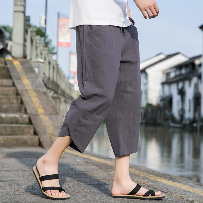 Cotton Linen Tapered Cropped Mindful Movement Pants