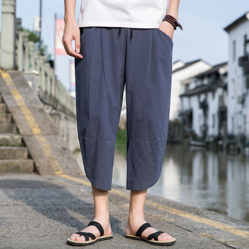 Cotton Linen Tapered Cropped Mindful Movement Pants