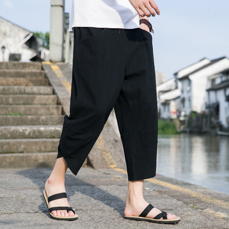 Cotton Linen Tapered Cropped Mindful Movement Pants