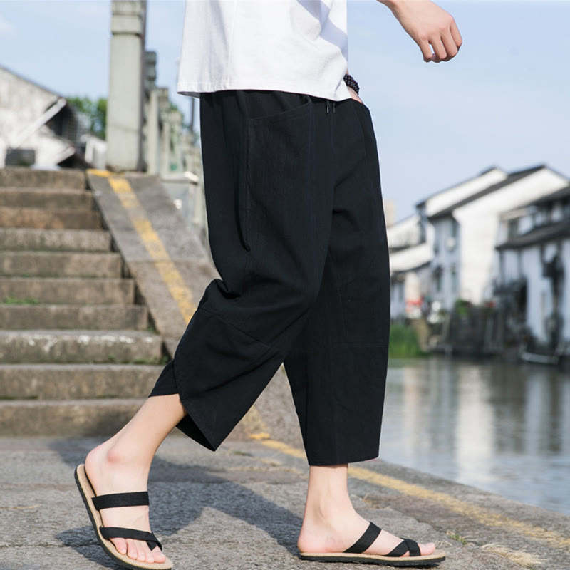 Cotton Linen Tapered Cropped Mindful Movement Pants
