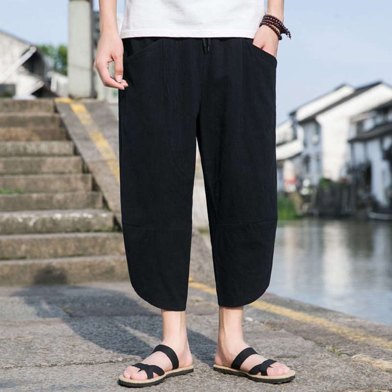 Cotton Linen Tapered Cropped Mindful Movement Pants