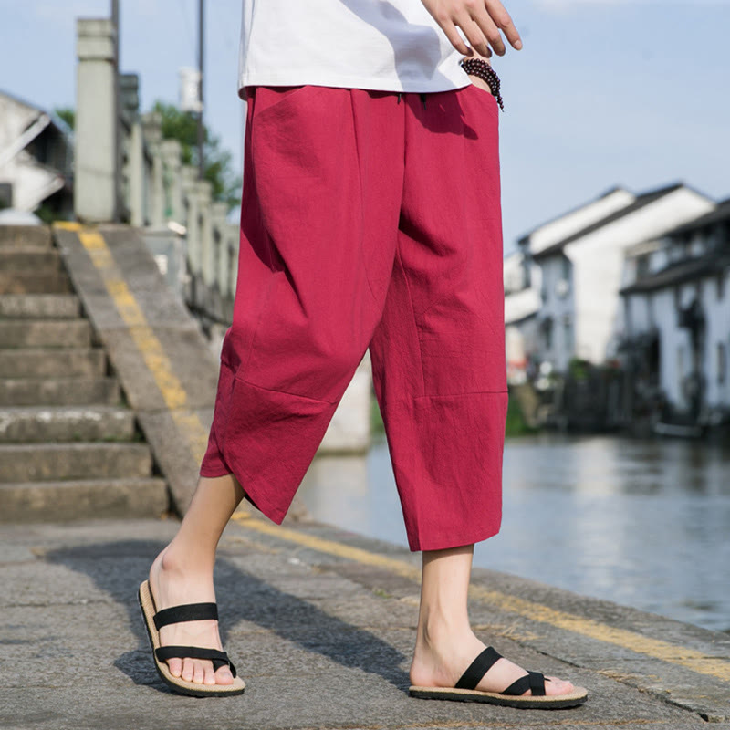 Cotton Linen Tapered Cropped Mindful Movement Pants