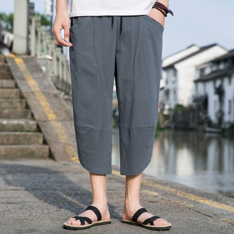 Cotton Linen Tapered Cropped Mindful Movement Pants