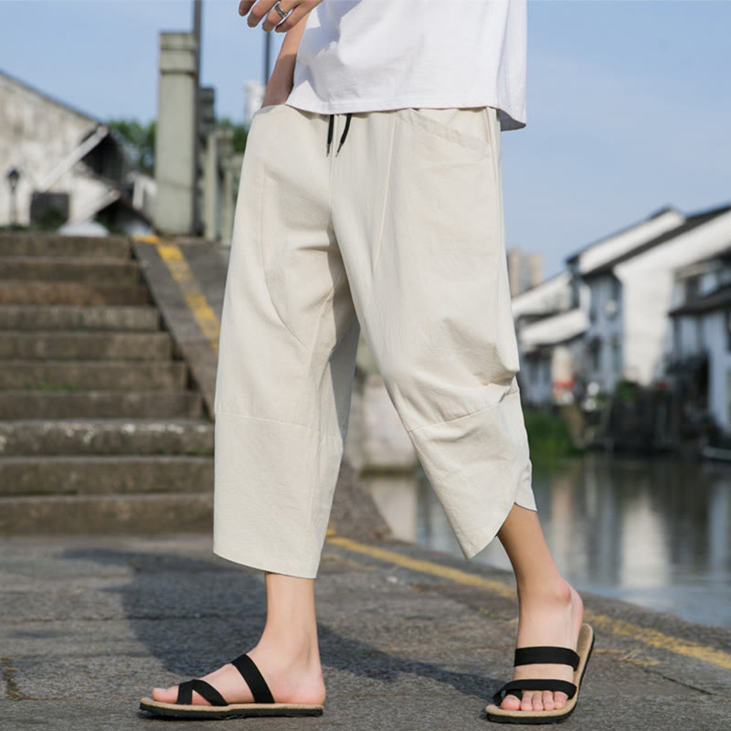 Cotton Linen Tapered Cropped Mindful Movement Pants