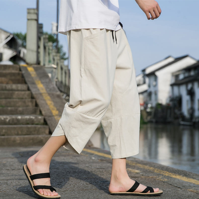 Cotton Linen Tapered Cropped Mindful Movement Pants