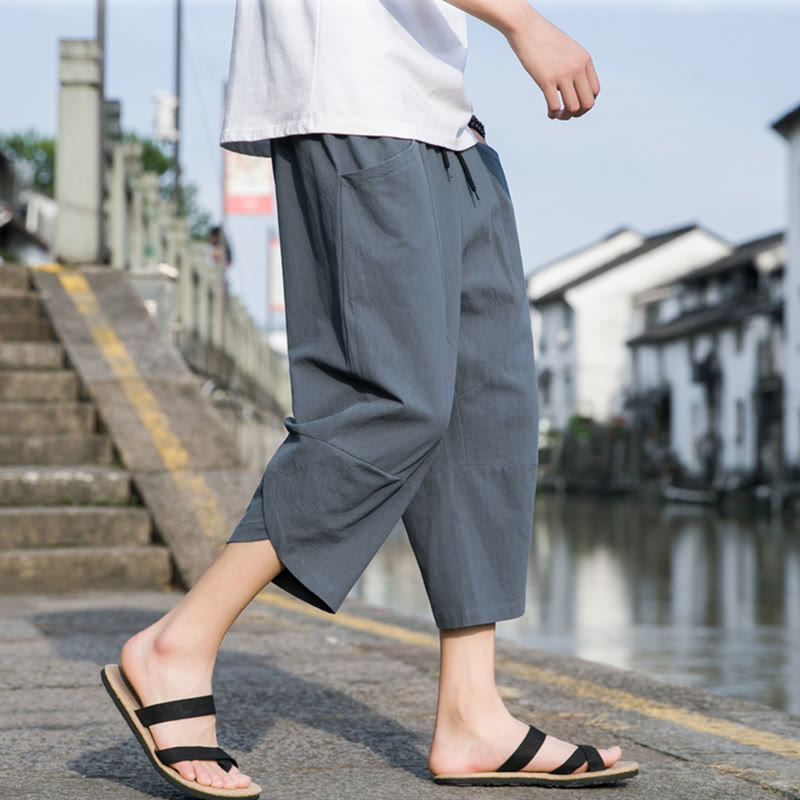 Cotton Linen Tapered Cropped Mindful Movement Pants