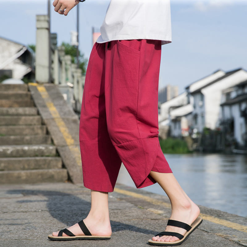 Cotton Linen Tapered Cropped Mindful Movement Pants
