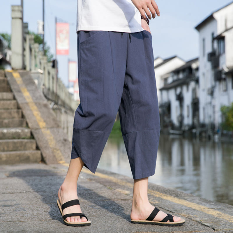 Cotton Linen Tapered Cropped Mindful Movement Pants