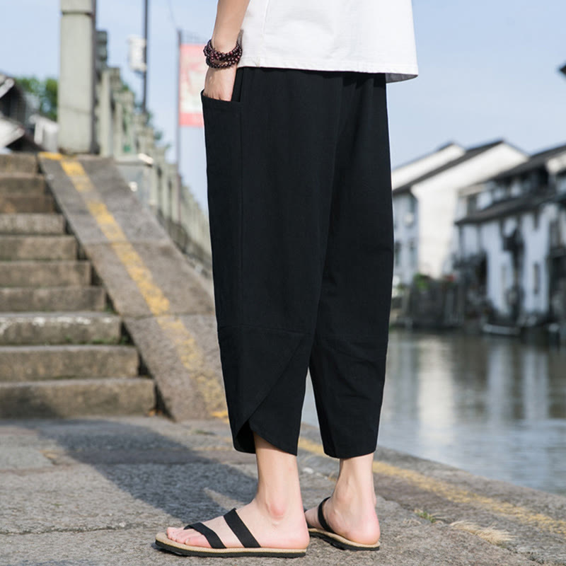 Cotton Linen Tapered Cropped Mindful Movement Pants